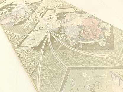 平和屋着物◎六通柄袋帯　唐織　清香鳳凰文　プラチナ箔　正絹　逸品　BAAW5455hj