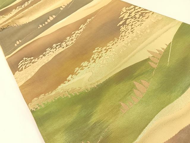 平和屋着物◎六通柄袋帯　樹林文　金糸　引箔　正絹　逸品　BAAW5456hj