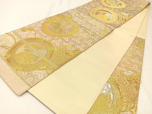平和屋着物◎六通柄袋帯　鼓桐菊文　金銀糸　正絹　逸品　BAAW5464hj