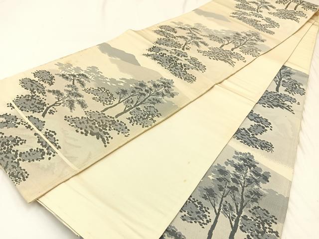 平和屋着物◎六通柄袋帯　樹林文　正絹　逸品　BAAW5466hj