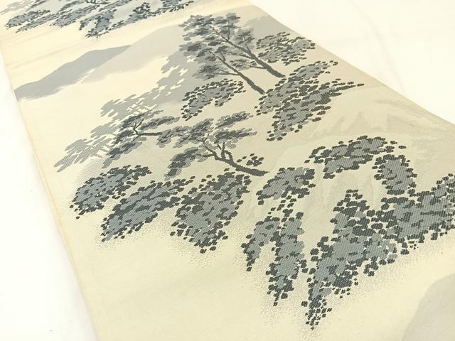 平和屋着物◎六通柄袋帯　樹林文　正絹　逸品　BAAW5466hj