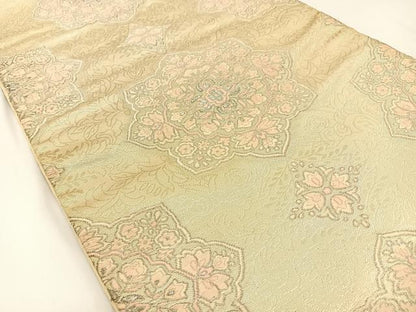 平和屋着物◎六通柄袋帯　唐織　正倉院花文　銀糸　正絹　逸品　BAAW5475hj