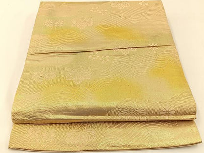 平和屋着物◎全通柄　京袋帯　流水桐菊梅文　金糸　引箔　正絹　逸品　BAAW5477hj