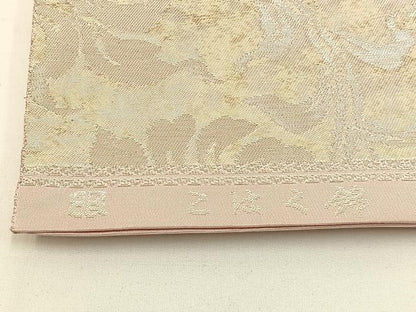 平和屋着物◎西陣 服部織物謹製 六通柄袋帯 こはく錦 道長更紗花文 金銀糸 引箔 正絹 逸品 BAAW5490hj