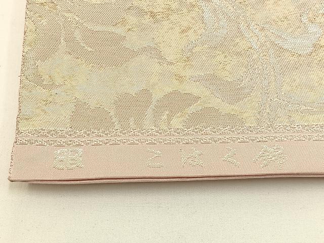 平和屋着物◎西陣 服部織物謹製 六通柄袋帯 こはく錦 道長更紗花文 金銀糸 引箔 正絹 逸品 BAAW5490hj