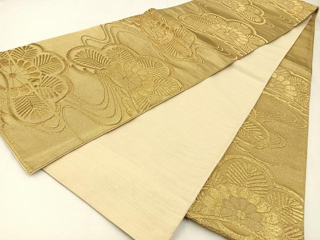 平和屋着物◎六通柄袋帯　浜松文　金糸　正絹　逸品　BAAW5498hj