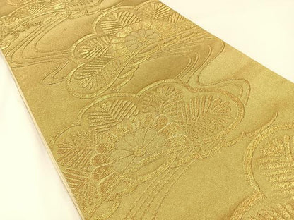 平和屋着物◎六通柄袋帯　浜松文　金糸　正絹　逸品　BAAW5498hj