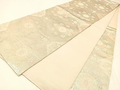 平和屋着物◎六通柄 本袋帯 菱取割付華文 金銀糸 正絹 逸品 BAAW5499hj