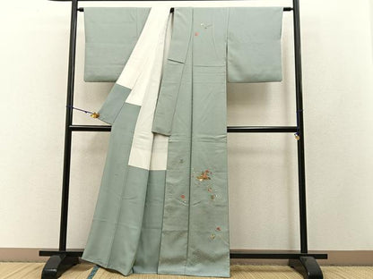 平和屋着物■訪問着　総刺繍　駒刺繍　吹き寄せ文　正絹　逸品　BAAW5508hj