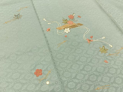 平和屋着物■訪問着　総刺繍　駒刺繍　吹き寄せ文　正絹　逸品　BAAW5508hj