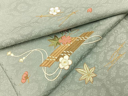 平和屋着物■訪問着　総刺繍　駒刺繍　吹き寄せ文　正絹　逸品　BAAW5508hj