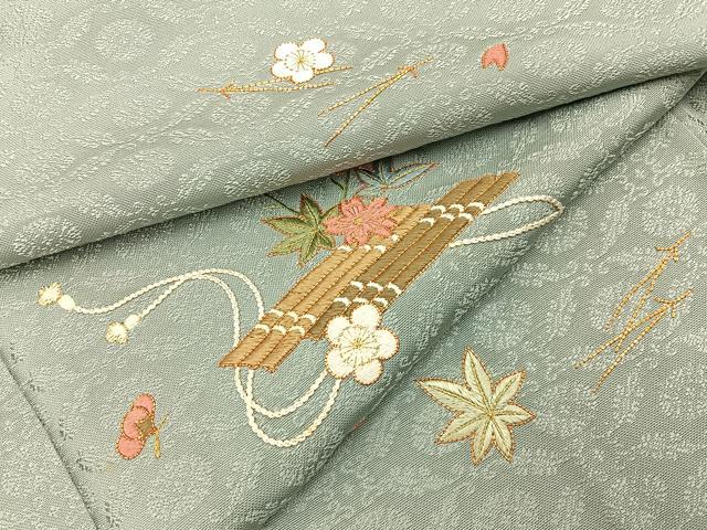 平和屋着物■訪問着　総刺繍　駒刺繍　吹き寄せ文　正絹　逸品　BAAW5508hj