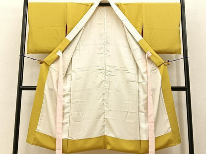 平和屋着物●長襦袢 袷 黄金色 正絹 逸品 BAAW5510hj