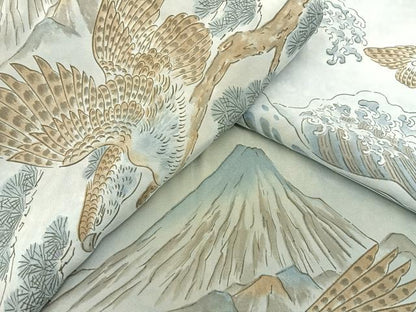 平和屋着物●男性　長襦袢　袷　富嶽三十六景　キングサイズ　正絹　逸品　未使用　BAAW5516hj