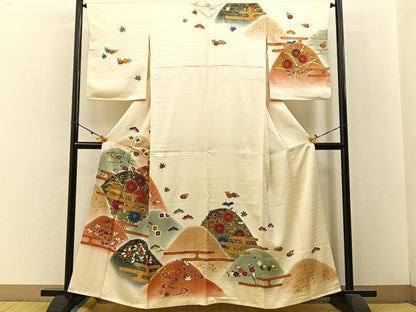 平和屋着物■訪問着　重ね山有職花文　暈し染め　金銀彩　正絹　逸品　BAAW5530hj
