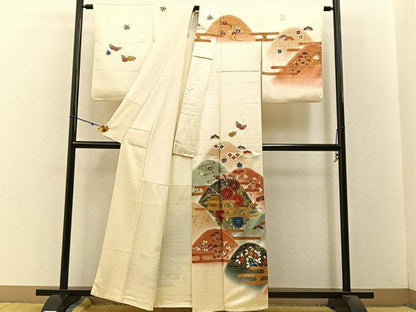 平和屋着物■訪問着　重ね山有職花文　暈し染め　金銀彩　正絹　逸品　BAAW5530hj