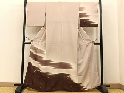 平和屋着物■訪問着　刺繍　舞葉文　暈し染め　金彩　鬼しぼ縮緬　正絹　逸品　BAAW5534hj