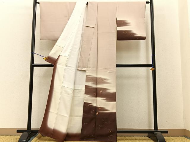 平和屋着物■訪問着　刺繍　舞葉文　暈し染め　金彩　鬼しぼ縮緬　正絹　逸品　BAAW5534hj