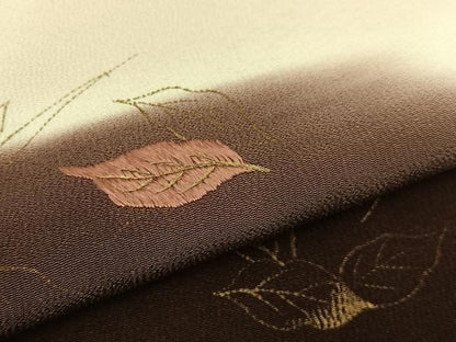 平和屋着物■訪問着　刺繍　舞葉文　暈し染め　金彩　鬼しぼ縮緬　正絹　逸品　BAAW5534hj