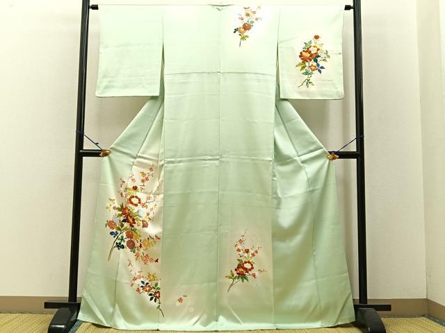 平和屋着物■訪問着　友禅　枝花文　暈し染め　正絹　逸品　BAAW5542hj