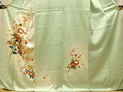 平和屋着物■訪問着　友禅　枝花文　暈し染め　正絹　逸品　BAAW5542hj