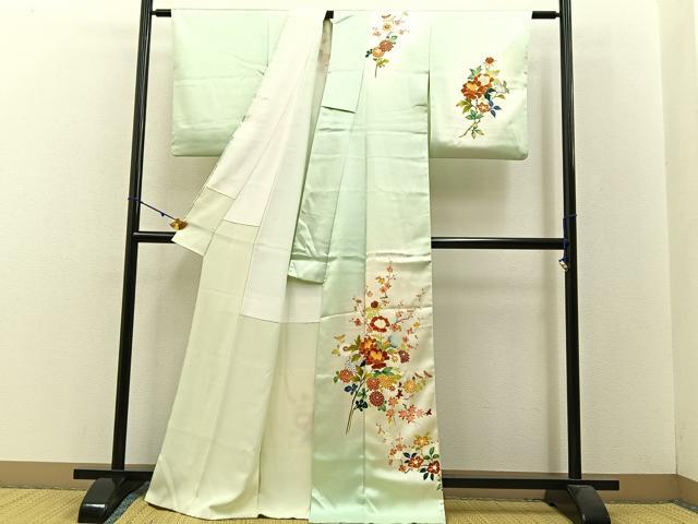平和屋着物■訪問着　友禅　枝花文　暈し染め　正絹　逸品　BAAW5542hj
