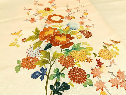平和屋着物■訪問着　友禅　枝花文　暈し染め　正絹　逸品　BAAW5542hj