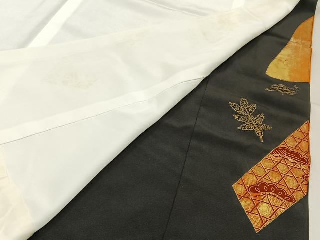 平和屋着物■豪華黒留袖 駒刺繍 扇面宝尽くし花蝶文 金彩 正絹 逸品 BAAW5547hj