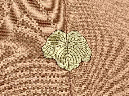 平和屋着物■上質な色無地 菱地紋 赤白橡色 正絹 逸品 BAAW5548hj