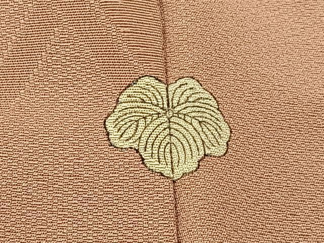 平和屋着物■上質な色無地 菱地紋 赤白橡色 正絹 逸品 BAAW5548hj