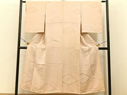 平和屋着物■上質な色無地 菱花地紋 洗柿色 正絹 逸品 BAAW5549hj