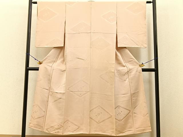平和屋着物■上質な色無地 菱花地紋 洗柿色 正絹 逸品 BAAW5549hj