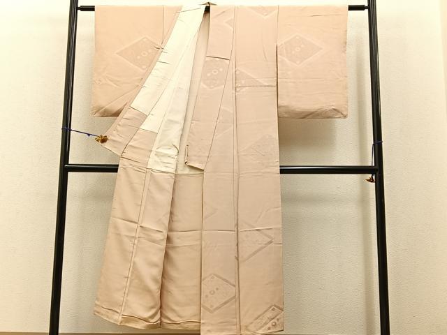 平和屋着物■上質な色無地 菱花地紋 洗柿色 正絹 逸品 BAAW5549hj
