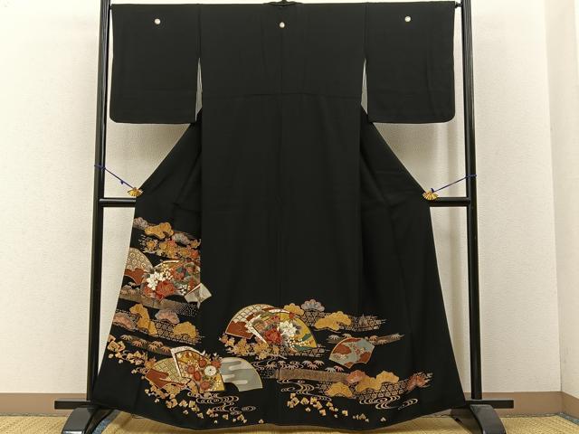 平和屋着物■豪華黒留袖 刺繍 松竹梅 地紙重ね花文 金彩 正絹 逸品 BAAW5553hj