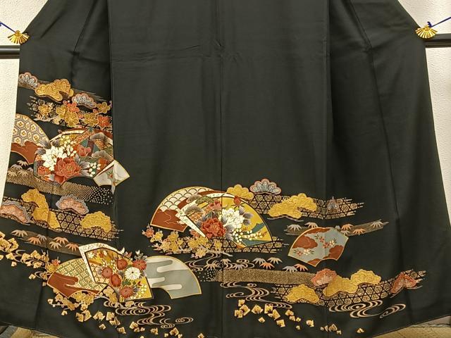 平和屋着物■豪華黒留袖 刺繍 松竹梅 地紙重ね花文 金彩 正絹 逸品 BAAW5553hj
