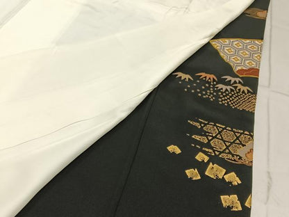 平和屋着物■豪華黒留袖 刺繍 松竹梅 地紙重ね花文 金彩 正絹 逸品 BAAW5553hj
