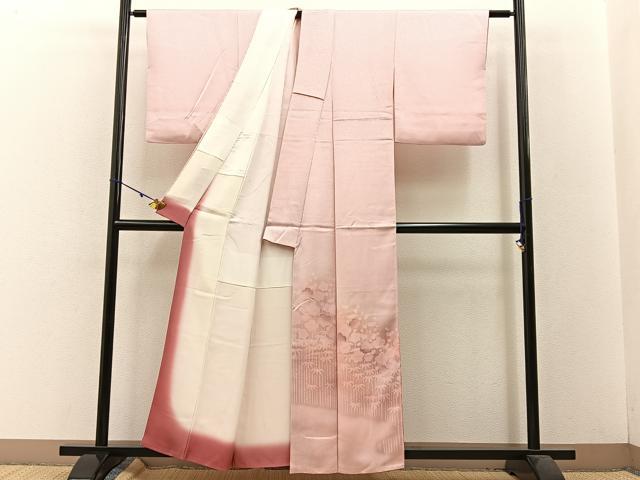 平和屋着物■色留訪問着 地紋起こし 梅笹文 暈し染め 正絹 逸品 BAAW5565hj