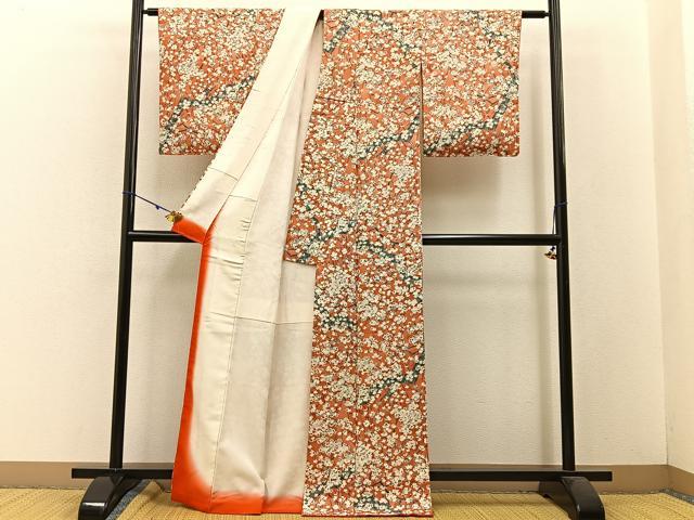 平和屋着物■上質な小紋 枝梅文 金彩 正絹 逸品 BAAW5569hj