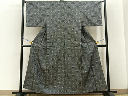 平和屋着物■上質な紬　花菱文　正絹　逸品　BAAW5571hj