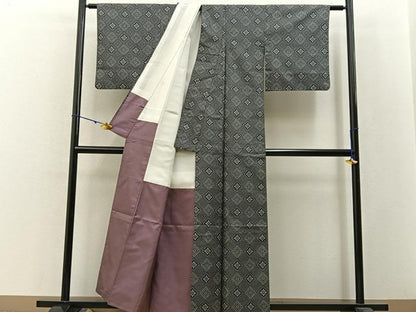 平和屋着物■上質な紬　花菱文　正絹　逸品　BAAW5571hj