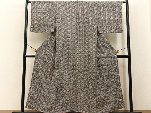 平和屋着物■上質な小紋 更紗花文 正絹 逸品 BAAW5572hj