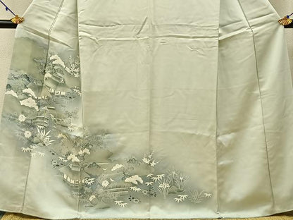 平和屋着物■訪問着 友禅 松竹梅 風景文 暈し染め 正絹 逸品 BAAW5574hj