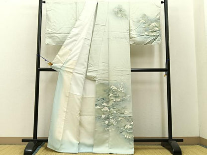 平和屋着物■訪問着 友禅 松竹梅 風景文 暈し染め 正絹 逸品 BAAW5574hj