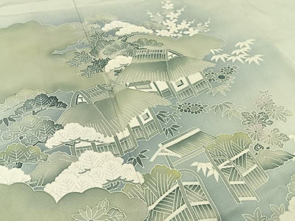 平和屋着物■訪問着 友禅 松竹梅 風景文 暈し染め 正絹 逸品 BAAW5574hj