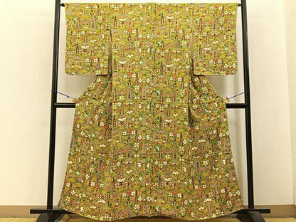 平和屋着物■上質な小紋 草花文 大丸扱い 正絹 逸品 未使用 BAAW5581hj