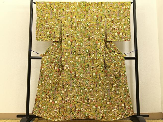 平和屋着物■上質な小紋 草花文 大丸扱い 正絹 逸品 未使用 BAAW5581hj
