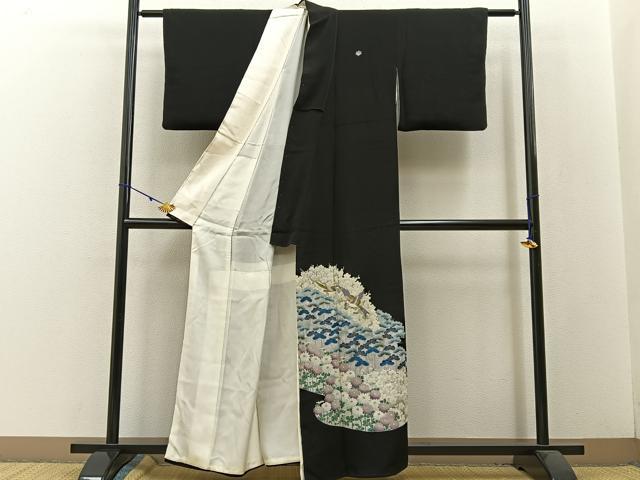 平和屋着物■豪華黒留袖　花鳥文　金彩　正絹　逸品　BAAW5583hj