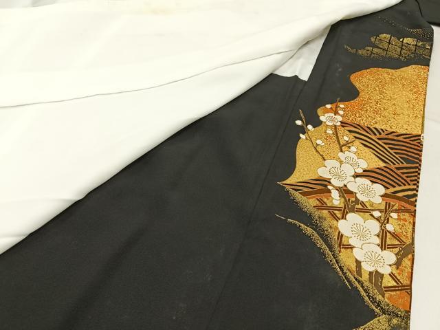 平和屋着物■豪華黒留袖　駒刺繍　鳳凰浜松文　金銀彩　正絹　逸品　BAAW5585hj