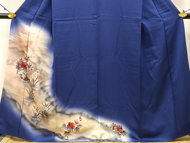 平和屋着物■訪問着 手描き 鴛鴦花文 暈し染め 金彩 正絹 逸品 BAAW5611hj