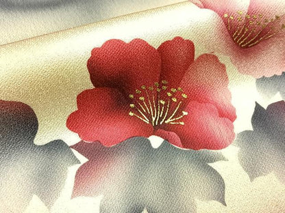 平和屋着物■訪問着 手描き 鴛鴦花文 暈し染め 金彩 正絹 逸品 BAAW5611hj